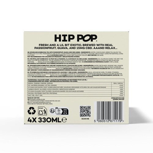 Hip Pop Passionfruit & Guava CBD Kombucha