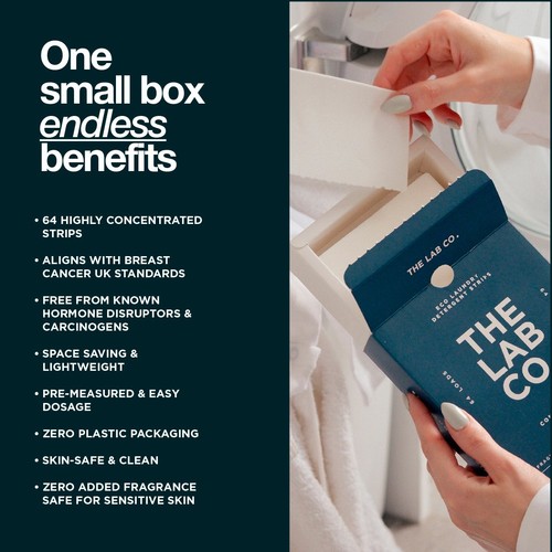 The Lab Co. Laundry Detergent Sheets Non Bio Fragrance Free 64 Loads