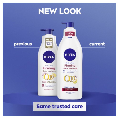 NIVEA Q10 Firming Body Lotion with Argan Oil for Mature 60+ Skin 
