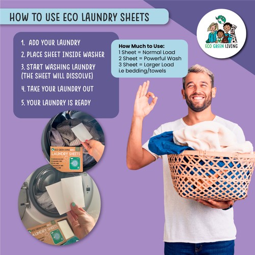 Eco Green Living Non-Bio Laundry Sheet Lavender