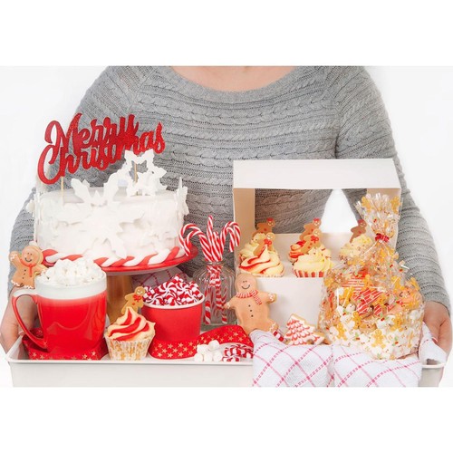 Red Glitter Merry Christmas Cake Topper