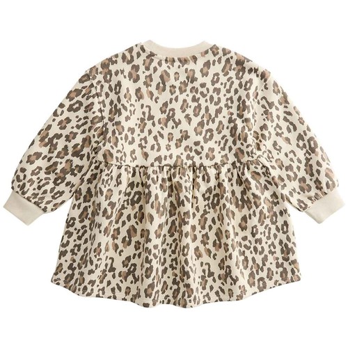 M&S Girls Leopard Print Sweat Dress, 4-5 Y, Neutral
