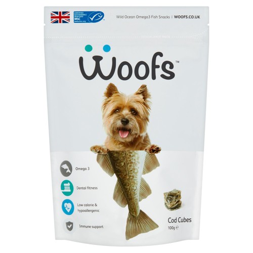 Woofs Cod Cubes Dog Treats - 100% Natural MSC Fish