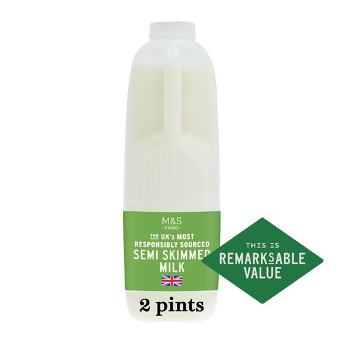 M&S Select Farms British Semi Skimmed Milk 2 Pints
