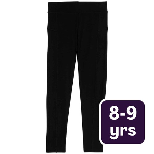 M&S Girls Cotton Rich Leggings, 8-9 Years, Black