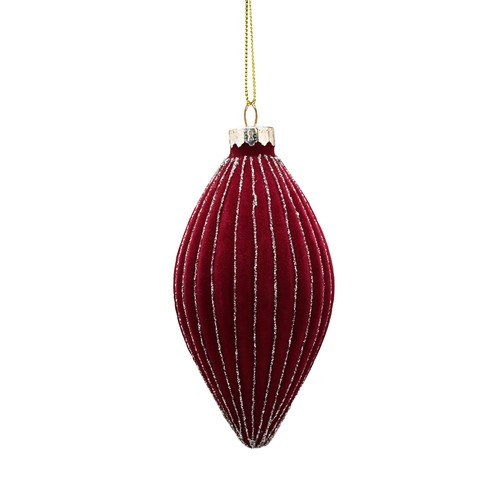 Burgundy Flock Teardrop with Gold Glitter 13cm