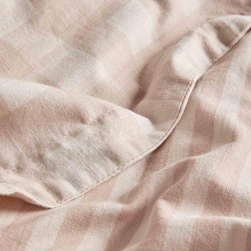 M&S Pure Cotton Gingham Bedding Set, Single, Natural Mix