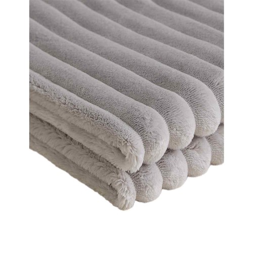 M&S Ribbed Fleece Throw Medium Dove