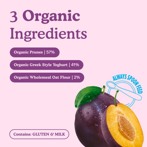 Little Freddie Organic Prune Yoghurt with Oats Baby Food Pouch 6+ Months