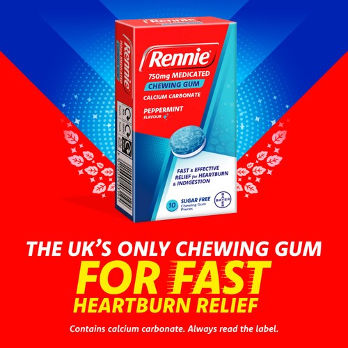 Rennie 750mg Medicated Chewing Gum Peppermint 