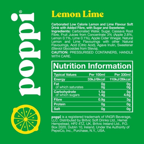 Poppi Lemon Lime Soda Cans