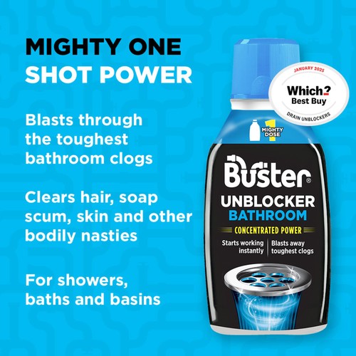 Buster Bathroom Drain Unblocker Mighty 1 Dose
