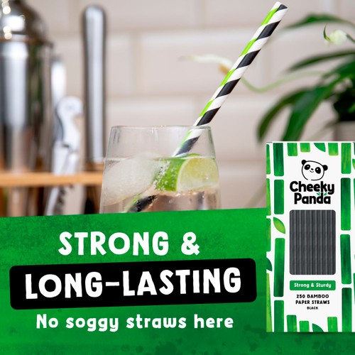 Cheeky Panda Black Bamboo Paper Straws