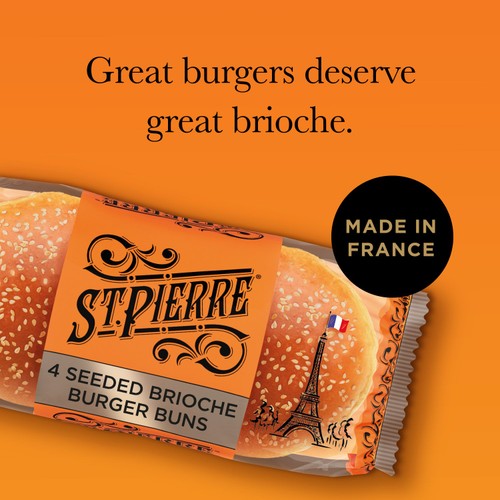 St Pierre Sliced Seeded Brioche Burger Buns