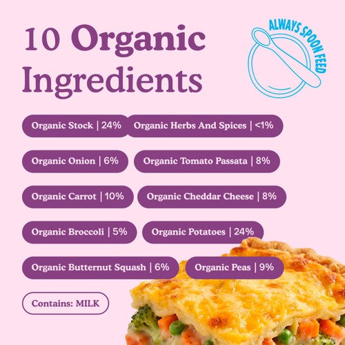 Little Freddie Organic Cheesy Pie with Vegetables Baby Food Pouch 7+ M