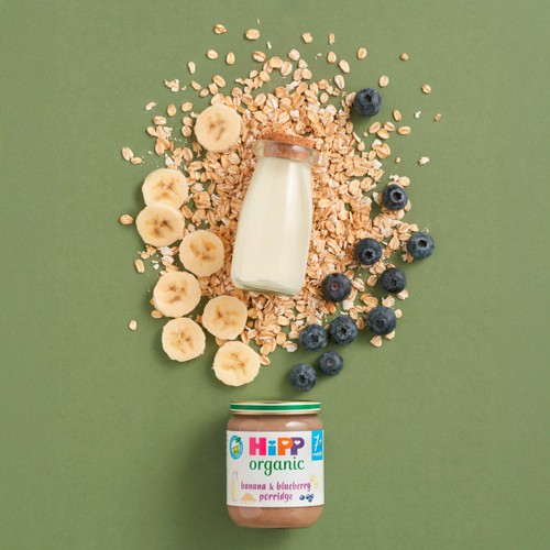HiPP Organic Banana & Blueberry Porridge Baby Food Jar 7+ Months 