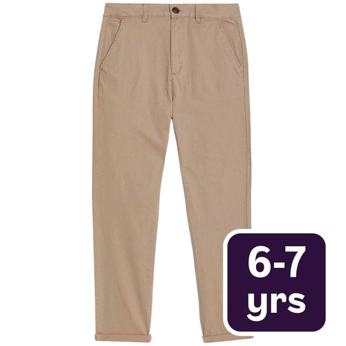 M&S Boys Collection, Cotton Rich Chinos, 6-7 Years, Stone