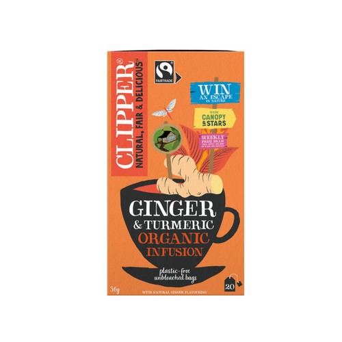 Clipper Organic Fairtrade Restoring Roots Ginger & Turmeric 20 Tea Bags