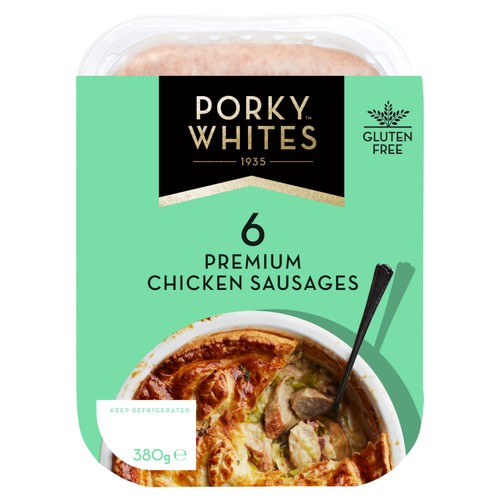 Porky Whites 6 Premium Chicken Sausages, 380g Porky Whites 6 Premium Chicken Sausages, 380g