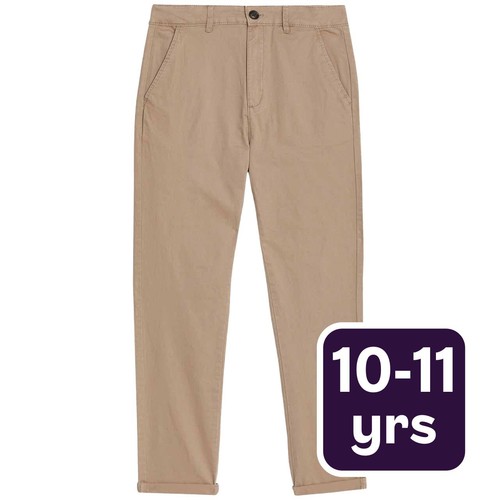 M&S Boys Collection, Cotton Rich Chinos, 10-11 Years, Stone