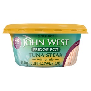 John West No Drain Fridge Pot Tuna Steak with a Little Brine