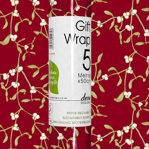 Burgundy Mistletoe Christmas Rollwrap