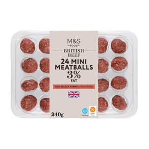 24 Mini British Beef Meatballs 3% Fat
