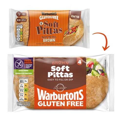 Warburtons Gluten Free 4 Soft Brown Pittas