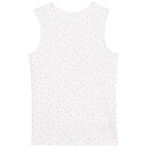 M&S Girls Pure Cotton Heart Print Vests, 5-6 Years, Pink Mix