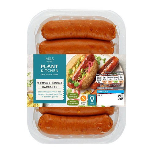 M&S Plant Kitchen Vegan 6 Smoky Veggie Sausages