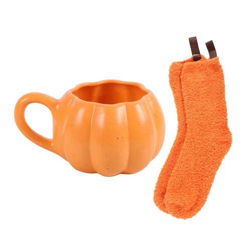 Autumn Pumpkin Shaped Mug & Socks Set