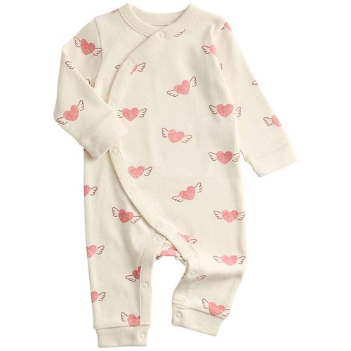 M&S Heart Print Sleepsuit, 6-9 Months. Light Cream