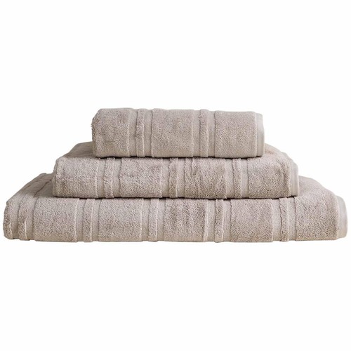 M&S Luxury Egyptian Cotton Striped Bath Towel, Stone