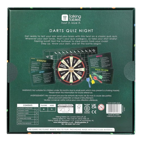 Talking Tables Darts Quiz Night Pub Game