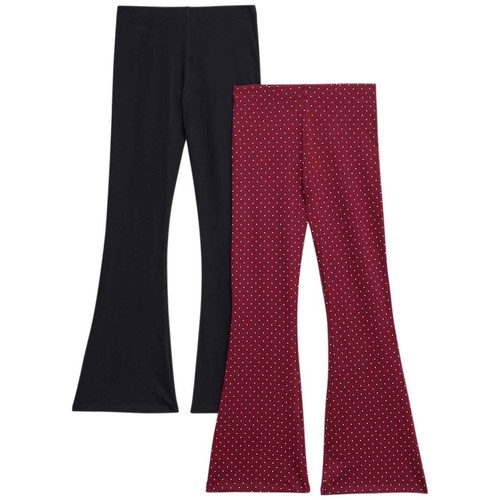 M&S Girls Cotton Rich Polka Dot Kickflare Leggings, 8-9 Y, Burgundy Mix