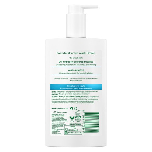 Simple Hydrate+ Gel cleanser