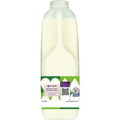 Ocado British Semi Skimmed Milk 2 Pints