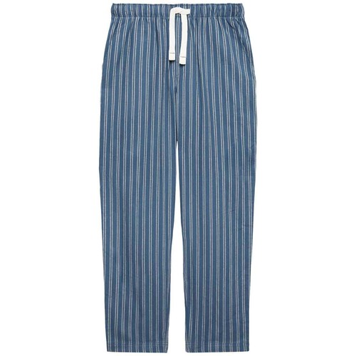 M&S Pure Cotton Striped Loungewear Bottoms, XL, Blue Mix