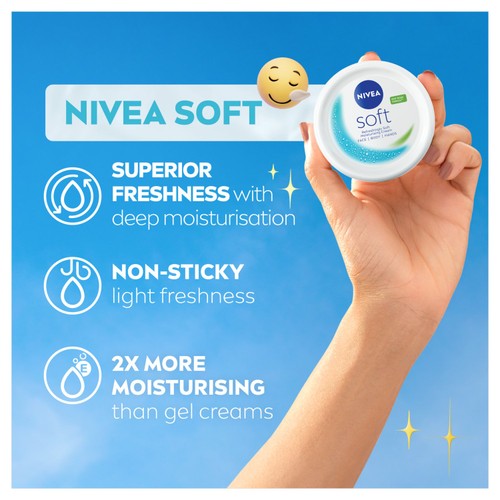 NIVEA Soft Moisturiser Cream for Face Hands & Body,