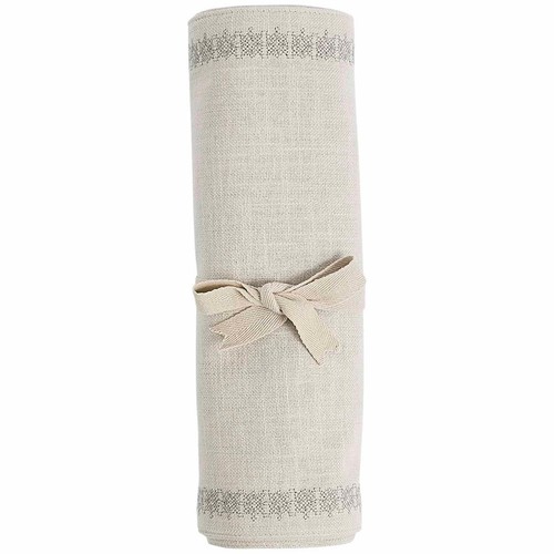 M&S X Fired Earth Pure Cotton Embroidered Table Runner, Natural