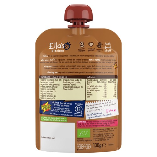 Ella's Kitchen Beef Stew Baby Food Pouch 7+ Months
