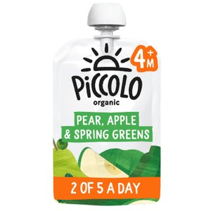 Piccolo Organic Pear, Apple & Spring Greens 4+ Months 100g