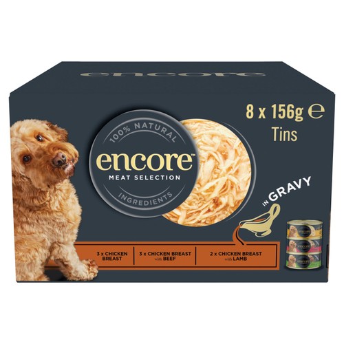 Encore Natural Wet Dog Food Multipack Meat Selection Tins in Gravy