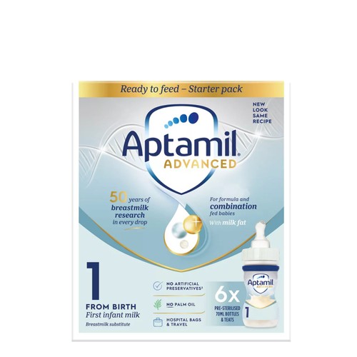 Aptamil Advanced 1 First Formula Baby Milk Liquid Starter Pack from Birth 