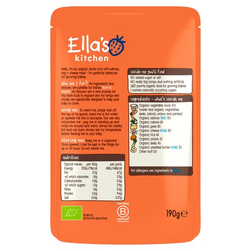 Ella's Kitchen Salmon Risotto with Cheese Baby Food Pouch 10+ Months