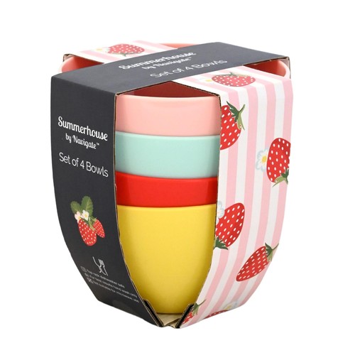 Summerhouse Strawberries & Cream Set of 4 Reusable Bowls 
