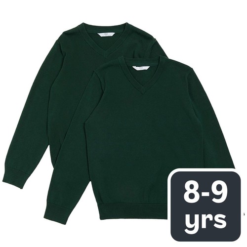 M&S Unisex 2Pk Cotton Jumper with Staynew 8-9 Y
