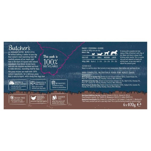 Butcher's Recipes in Gravy Dog Food Tins