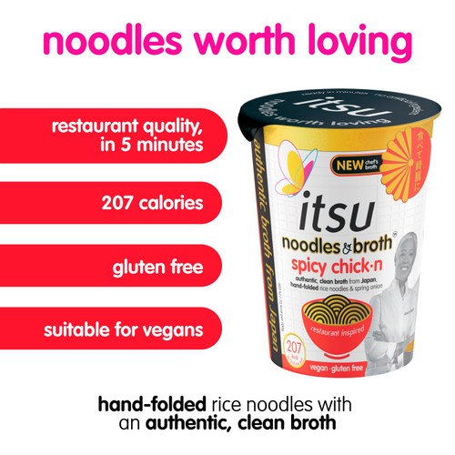 itsu spicy chickn instant noodles & broth pot