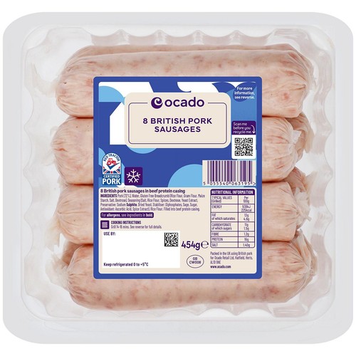Ocado 8 British Pork Sausages